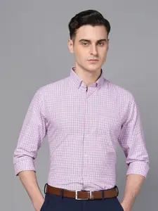 DON VINO Men Button-Down Collar Gingham Checked Cotton Linen Slim Fit Formal Shirt