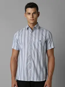 Louis Philippe Sport Men Spread Collar Striped Cotton Slim Fit Casual Shirt