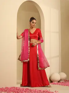 indy Raaga V-Neck Satin Ready to Wear Lehenga & Blouse With Dupatta
