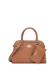 GUESS Printed PU Half Moon Satchel with Tasselled