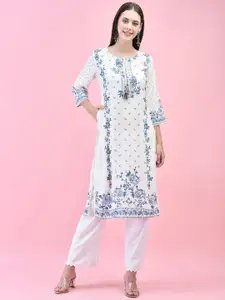 Shree Floral Printed Round Neck Straight Kurta