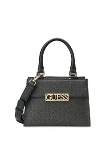 GUESS Printed PU Structured Satchel with Quilted