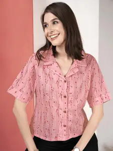 Anouk Rustic Women Floral Printed Cuban Collar Cotton Top