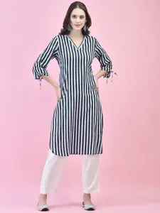 Shree Striped V Neck Straight Kurta