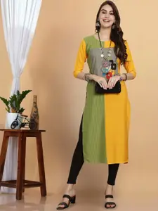 7Threads Colourblocked Round Neck Straight Kurta