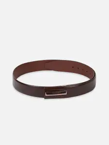 Peter England Men Solid Push Pin Closure Leather Formal Belt