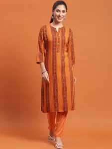 Shree Geometric Printed Notch Neck Straight Kurta