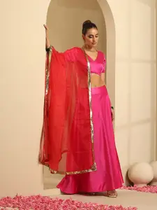 indy Raaga V-Neck Satin Ready to Wear Lehenga & Blouse With Dupatta