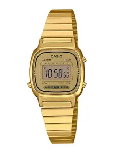 CASIO Women Dial & Stainless Steel Cuff Straps Digital Watch D343