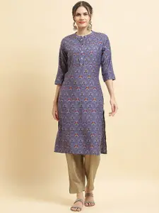 Shree Geometric Printed Liva Straight Kurta
