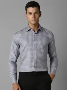 Louis Philippe Men Classic Spread Collar Micro Checked Cotton Formal Shirt