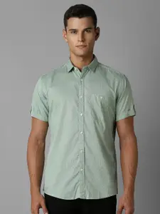 Louis Philippe Jeans Men Spread Collar Geometric Printed Cotton Slim Fit Casual Shirt