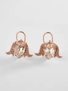 Outhouse Rose Gold-Plated Stones Studded Studs