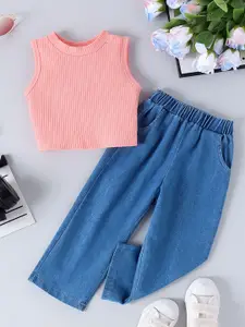 INCLUD Girls Round Neck Top with Trousers