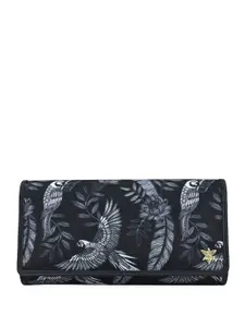 Anuschka Women Floral Printed Zip Detail Three Fold Wallet