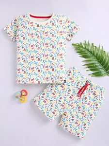 LITTLE NINJA Boys Printed T-shirt with Shorts