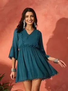 InWeave Bell Sleeve Empire Mini Dress