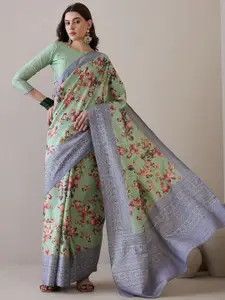 Saree mall Floral Silk Blend Bagru Sarees