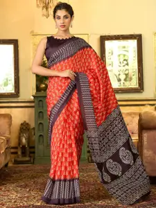 Saree mall Bagh Art Silk Block Print Sarees