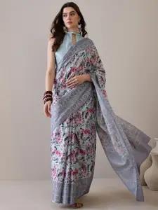 Saree mall Floral Silk Blend Bagru Sarees