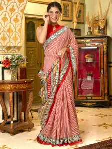 Saree mall Striped Art Silk Block Print Sarees