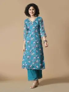 Sangria Floral Printed A-Line Kurta