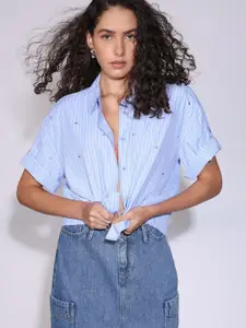 Vero Moda Women Boxy Multi Stripes Opaque Striped Formal Shirt