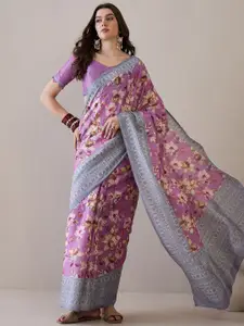 Saree mall Floral Silk Blend Bagru Sarees