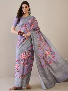 Saree mall Floral Silk Blend Bagru Sarees