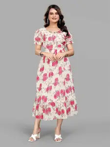 BAESD Women Floral Print Ruffled Fit & Flare Maxi Dress