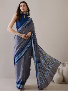 Saree mall Ethnic Motifs Silk Blend Bagru Sarees