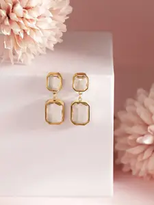 Priyaasi Gold Plated Contemporary Artificial Stones Studded Drop Earrings