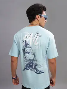 ADRO Men Graphic Printed Round Neck Cotton Oversized T-shirt