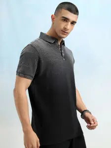 HIGHLANDER Men Self Design Polo Collar Cotton Slim Fit T-shirt