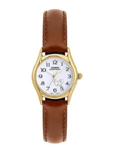 CASIO Women Dial & Leather Cuff Straps Analogue Watch A2267