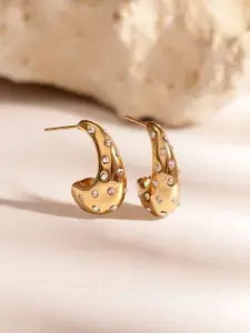 Priyaasi Gold-Plated Stones Studded Teardrop Shaped Studs