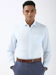 Peter England Men Spread Collar Solid Cotton Slim Fit Formal Shirt