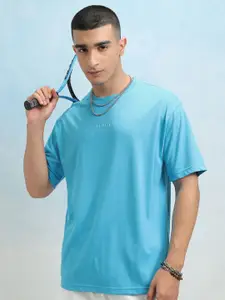 HIGHLANDER Men Solid Round Neck Cotton Oversized Sports T-Shirt