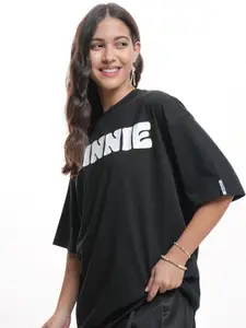 Tokyo Talkies Women Disney Minnie Mouse Graphic Printed Oversized Cotton Tshirt