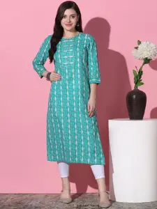 BAESD Abstract Printed Round Neck Cotton Straight Kurta