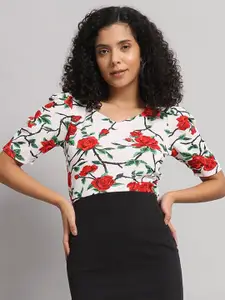 Dream Beauty Fashion Women Floral Printed Sweetheart Neck Top