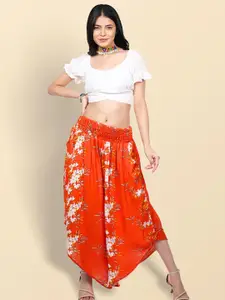 Boholyfe Round Neck Floral Printed Top With Palazzos