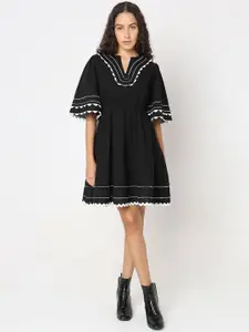 Vero Moda Pure Cotton Flared Sleeve Fit & Flare Dress