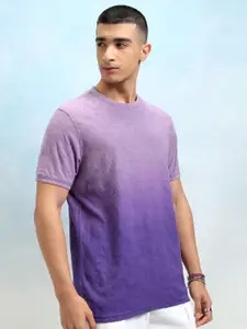 HIGHLANDER Men Self Design Round Neck Cotton T-shirt