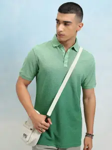 HIGHLANDER Men Self Design Polo Collar Cotton Slim Fit T-shirt