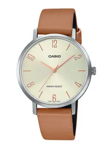 CASIO Women Dial & Leather Cuff Straps Analogue Watch A2295