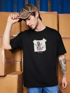 The Souled Store Men Graphic Printed Round Neck Cotton Oversized T-shirt