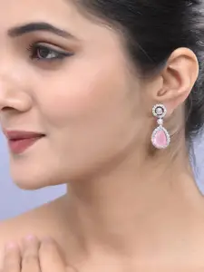 Silvermerc Designs Silver-Plated American Diamond Studded Drop Earrings