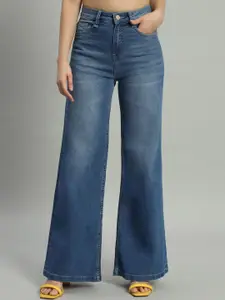 GUTI Women Wide Leg High-Rise Light Fade Stretchable Jeans