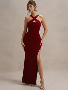 CLAFOUTIS Crepe Bodycon Maxi Dress